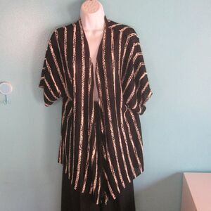 Chico's Black and White Striped Cardigan